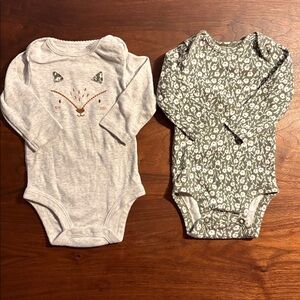 Carter's 0-3 Month Gray and Green Baby One Pieces